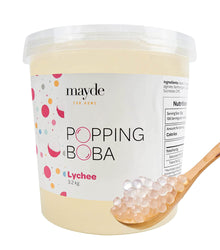 Mayde Popping Boba Pearls for Drinks, Desserts, & Breakfast Bowls (Lychee Flavor, 7-lbs)
