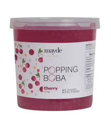 Mayde Popping Boba Pearls for Drinks, Desserts, & Breakfast Bowls (Cherry Flavor, 7-lbs)