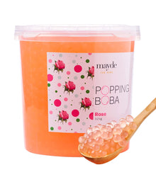 Mayde Popping Boba Pearls for Drinks, Desserts, & Breakfast Bowls (Rose Flavor, 7-lbs)