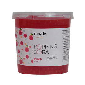 Mayde Popping Boba Pearls for Drinks, Desserts, & Breakfast Bowls (Peach Flavor, 7-lbs)