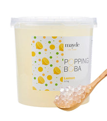 Mayde Popping Boba Pearls for Drinks, Desserts, & Breakfast Bowls (Lemon Flavor, 7-lbs)