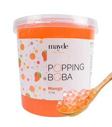 Mayde Popping Boba Pearls for Drinks, Desserts, & Breakfast Bowls (Mango Flavor, 7-lbs)
