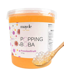 Mayde Popping Boba Pearls for Drinks, Desserts, & Breakfast Bowls (Passion Fruit Flavor, 7-lbs)