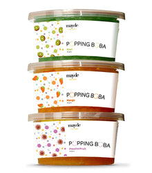 Mayde Bursting Popping Boba Pearls, Kiwi, Mango, Passion Fruit - 3 Flavor Tropical Fruits Party Kit (490 gms, 3-pack)