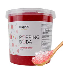 Mayde Popping Boba Pearls for Drinks, Desserts, & Breakfast Bowls (Strawberry Flavor, 7-lbs)