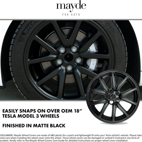 Model 3 Highland Wheels Covers Hub Caps Matte Black 18inch for Tesla E -  EVBASE-Premium EV&Tesla Accessories