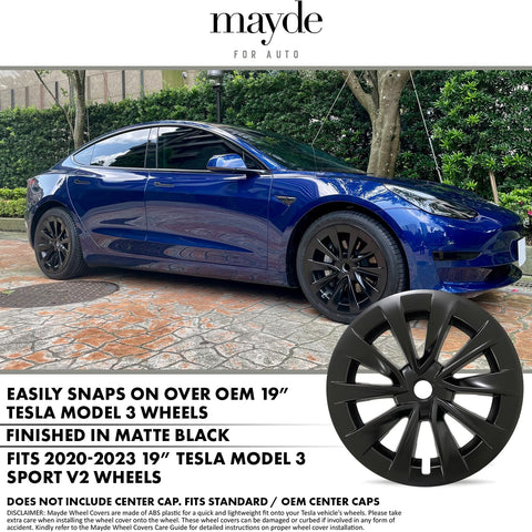 Tesla Model 3 (2020-2023) 19-inch Matte Black hubcaps - (Set of 4