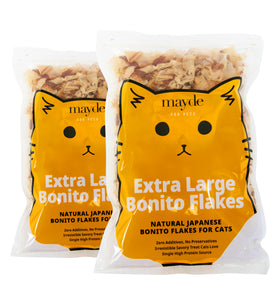 Mayde Bonito Flakes for Cats & Dogs, All-Natural High-Protein Treats, Extra Large 4oz Bag, 2-Pack