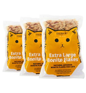 Mayde Bonito Flakes for Cats & Dogs, All-Natural High-Protein Treats, Extra Large 4oz Bag, 3-Pack