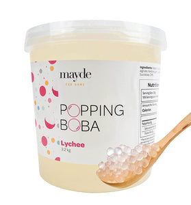 Mayde Popping Boba Pearls for Drinks, Desserts, & Breakfast Bowls (Lychee Flavor, 7-lbs)