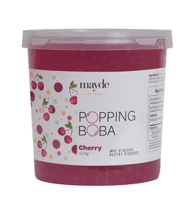 Mayde Popping Boba Pearls for Drinks, Desserts, & Breakfast Bowls (Cherry Flavor, 7-lbs)