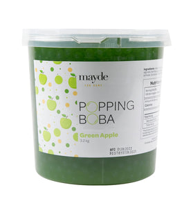 Mayde Popping Boba Pearls for Drinks, Desserts, & Breakfast Bowls (Green Apple Flavor, 7-lbs)