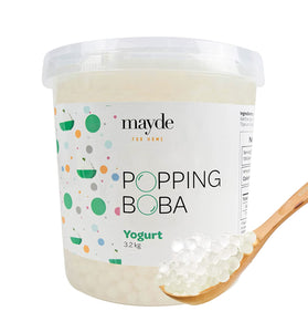 Mayde Popping Boba Pearls for Drinks, Desserts, & Breakfast Bowls (Yogurt Flavor, 7-lbs)
