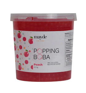 Mayde Popping Boba Pearls for Drinks, Desserts, & Breakfast Bowls (Peach Flavor, 7-lbs)