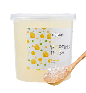 Mayde Popping Boba Pearls for Drinks, Desserts, & Breakfast Bowls (Lemon Flavor, 7-lbs)