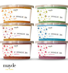 Mayde Bursting Popping Boba Pearls, Strawberry, Mango, Passion Fruit, Kiwi, Blueberry, Pomegranate - 6 Flavor Party Kit (490 gms, 6 pack)