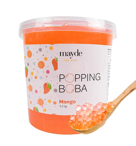 Mayde Popping Boba Pearls for Drinks, Desserts, & Breakfast Bowls (Mango Flavor, 7-lbs)