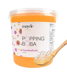 Mayde Popping Boba Pearls for Drinks, Desserts, & Breakfast Bowls (Passion Fruit Flavor, 7-lbs)