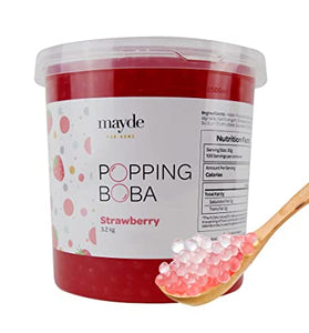 Mayde Popping Boba Pearls for Drinks, Desserts, & Breakfast Bowls (Strawberry Flavor, 7-lbs)