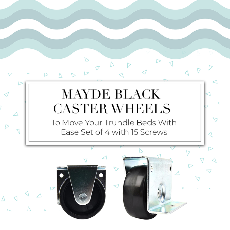 Caster Wheels for Trundle Beds with 15 Screws (2 Inch Black Wheels, Se